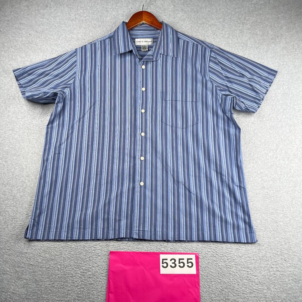 Croft & Barrow Blue Striped Shirt XL Casual Button Up Short Sleeve Mens